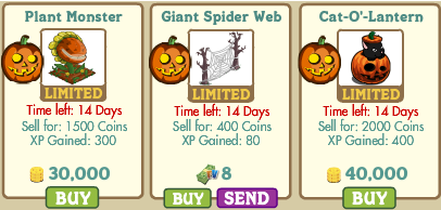 Reintroed Plant Monster, Giant Spider Web, and Cat-O'-Lantern